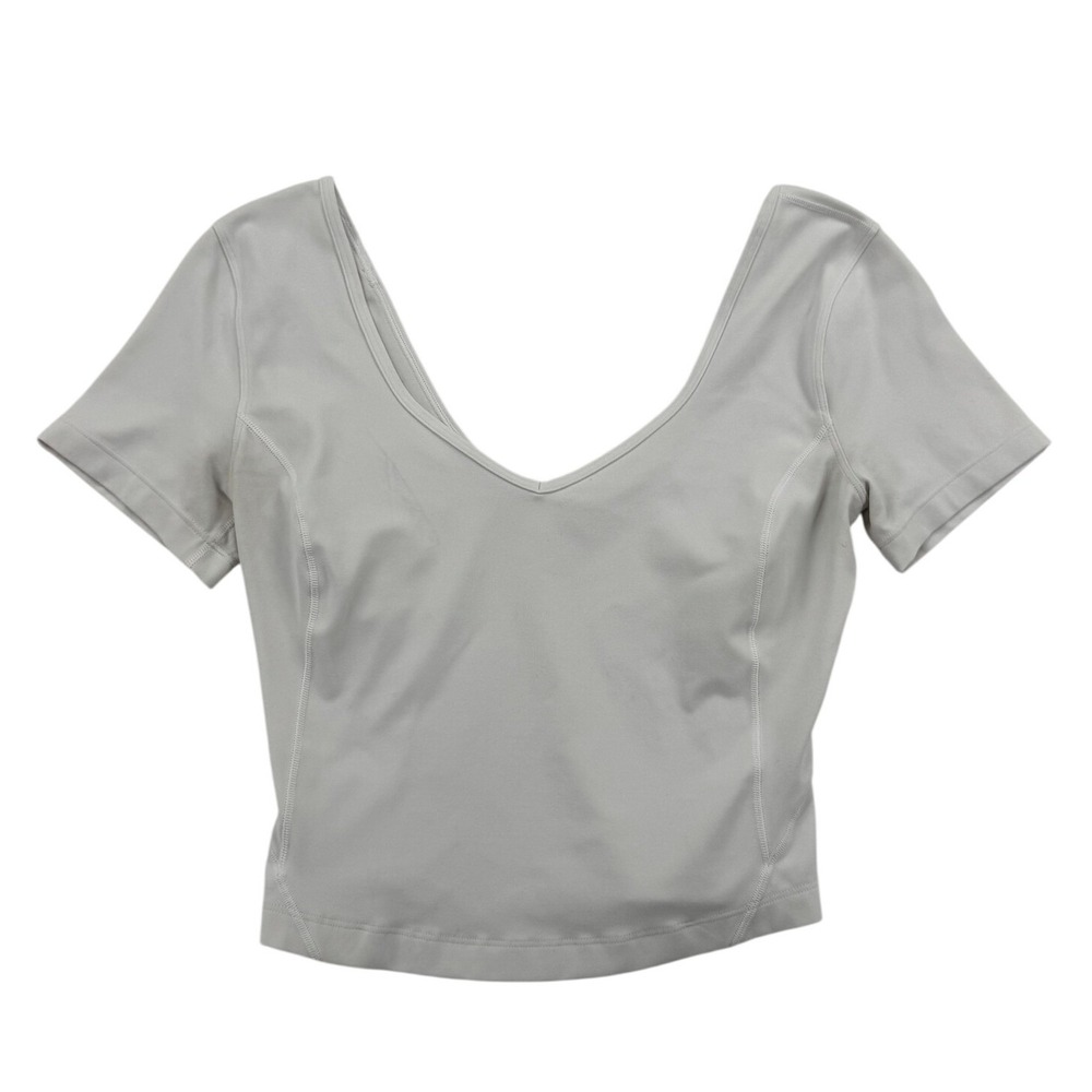 Lululemon Align T-Shirt Women Size 4 White Fair Short Sleeve Crop Athletic Top